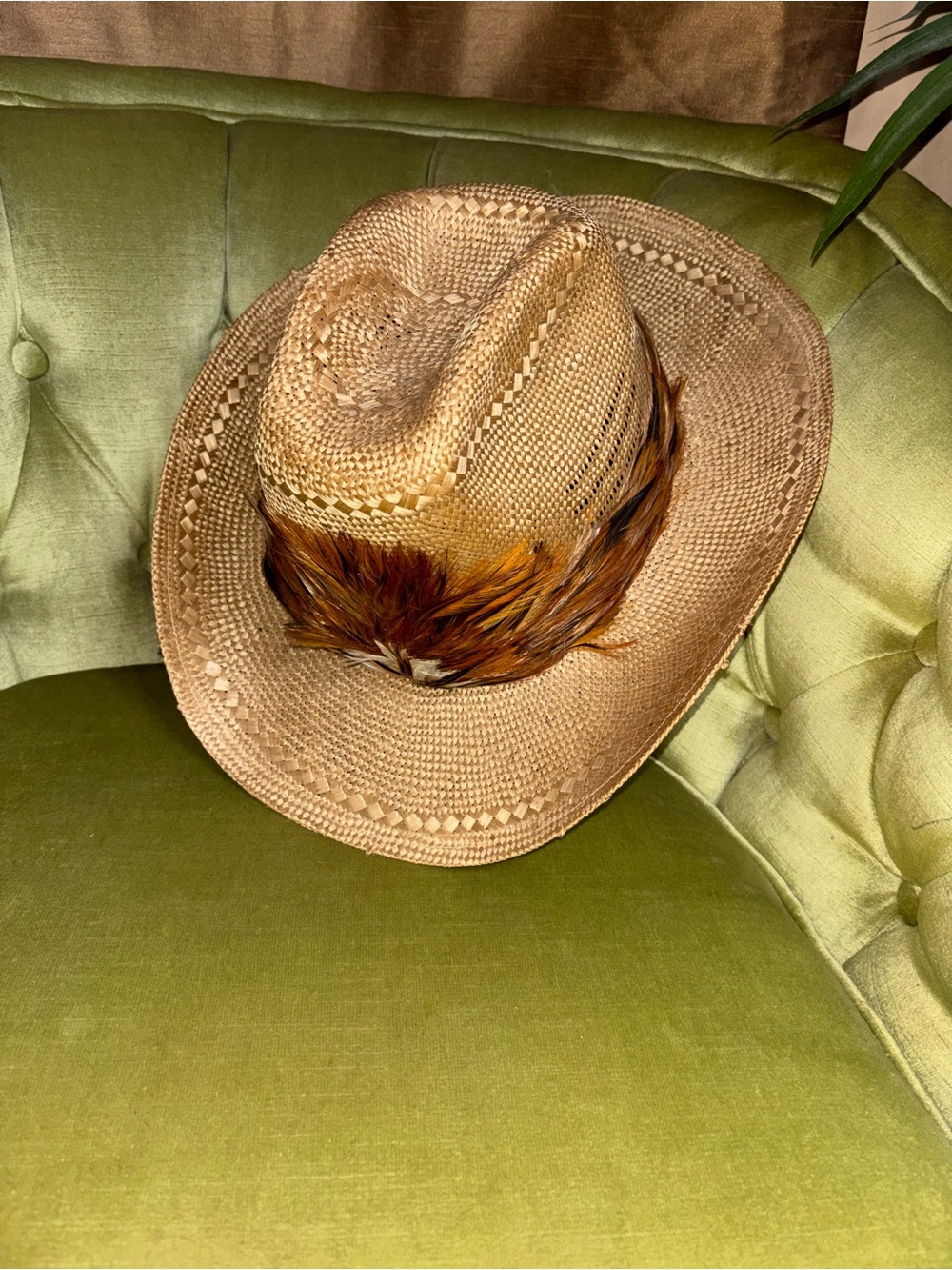Vintage Levi's Hat Straw Cowboy 1970’s Original Authentic Feather Size 7-1/8 - Picture 11 of 11